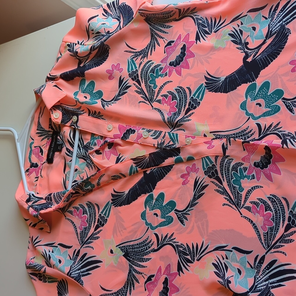Pink Floral Button Up Blouse Women's XS - Picture 5 of 7